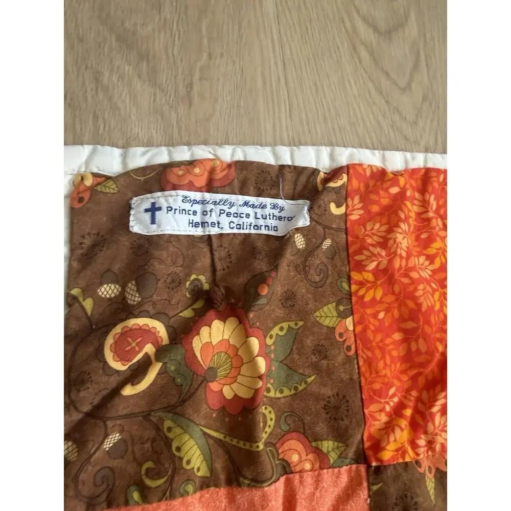Vintage Handmade/Handtied Patchwork Quilt Fall Colors 52”x 76”